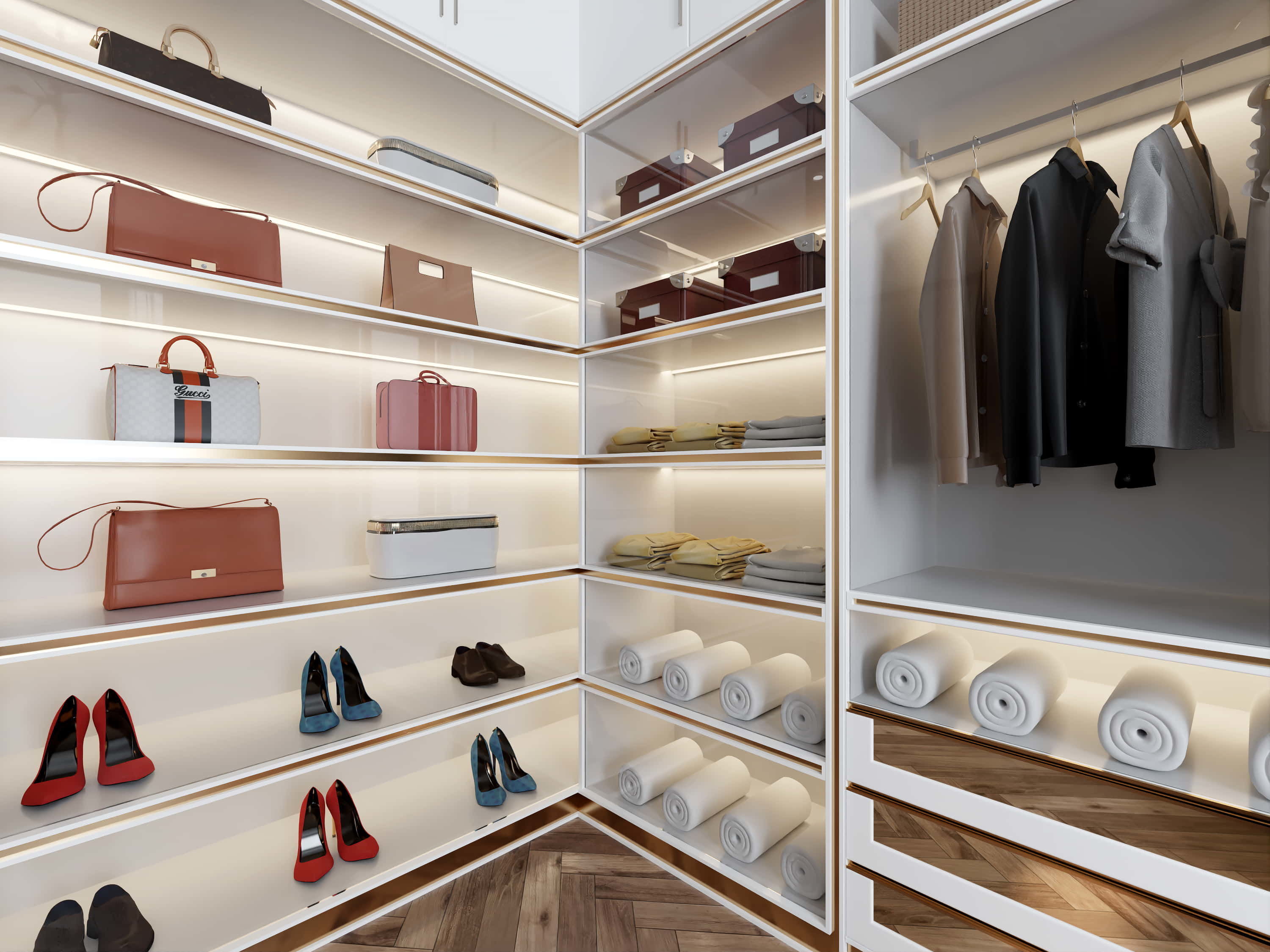 Modern Cloakroom Set  Cabinets Mirror Shelves Accessories Decor Low-poly 3D model_13