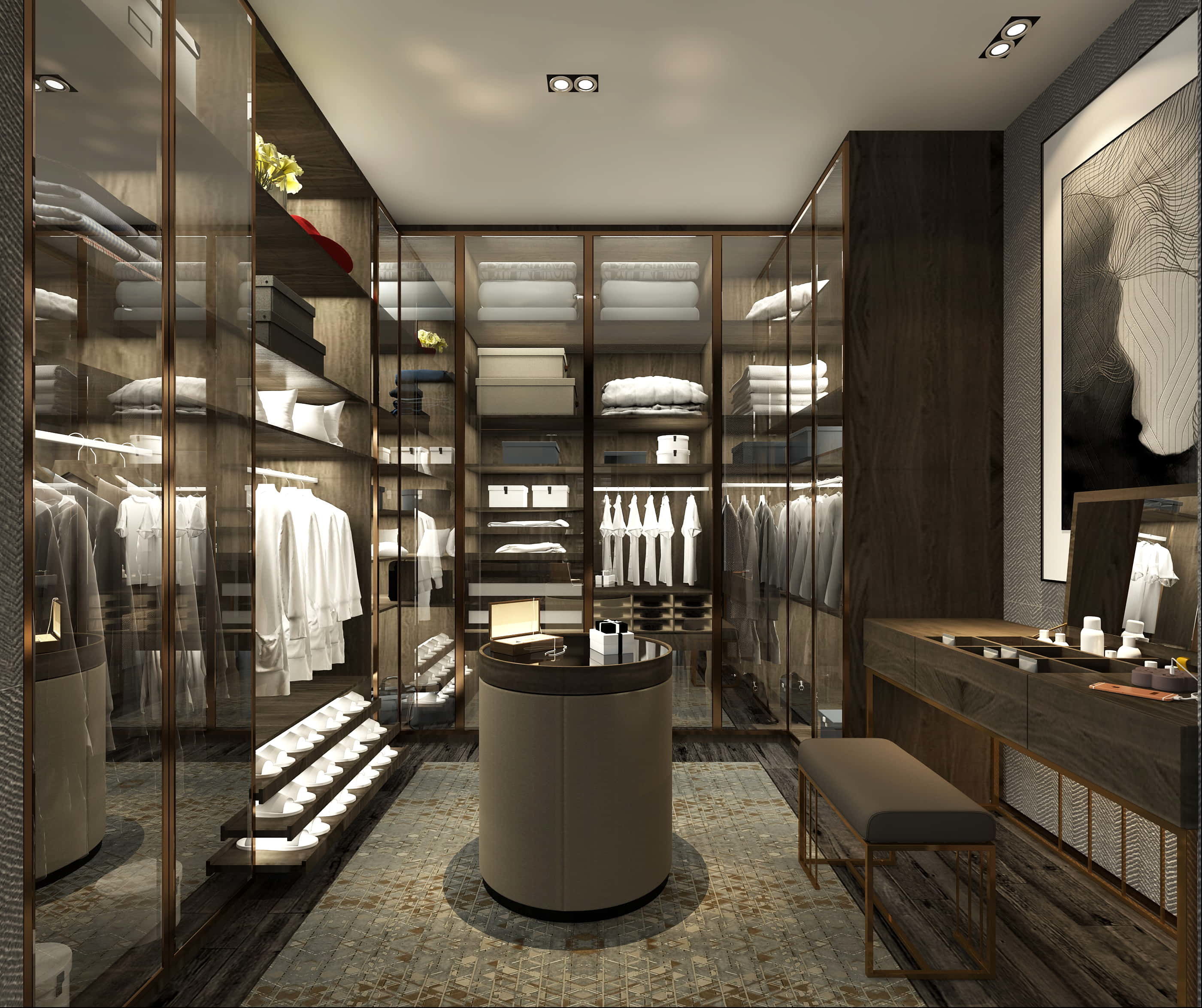 Modern Cloakroom Set  Cabinets Mirror Shelves Accessories Decor Low-poly 3D model_1