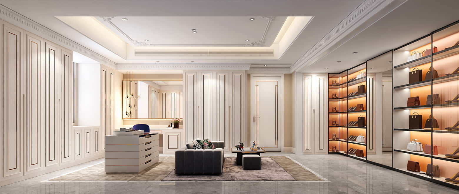 Modern Cloakroom Set  Cabinets Mirror Shelves Accessories Decor Low-poly 3D model_9