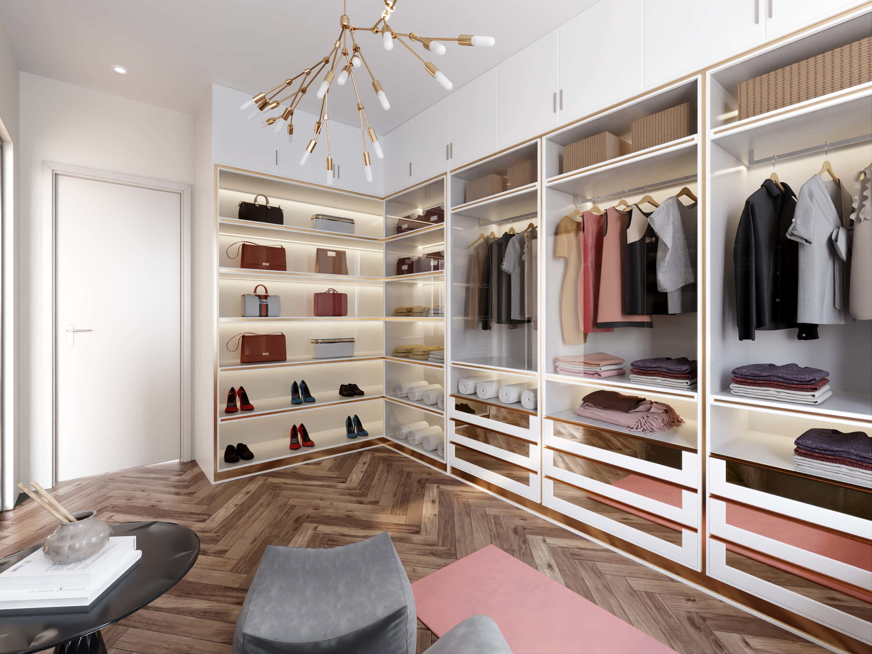 Modern Cloakroom Set  Cabinets Mirror Shelves Accessories Decor Low-poly 3D model_12