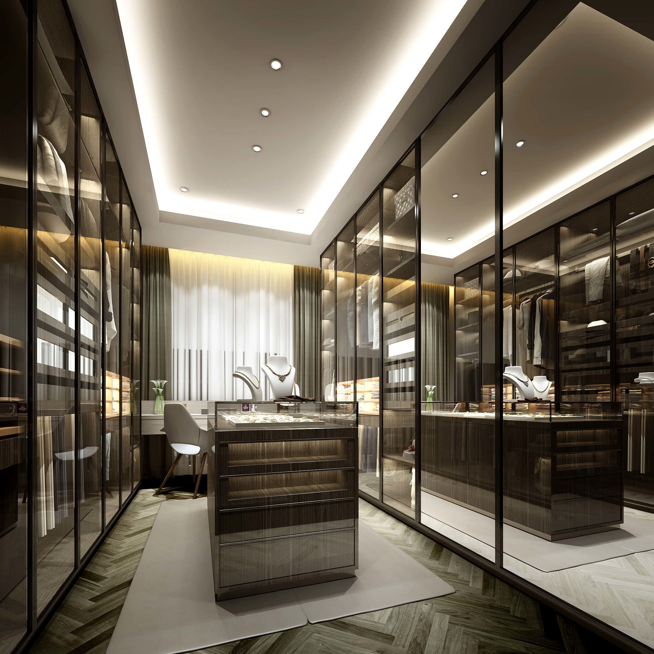 Modern Cloakroom Set  Cabinets Mirror Shelves Accessories Decor Low-poly 3D model_6