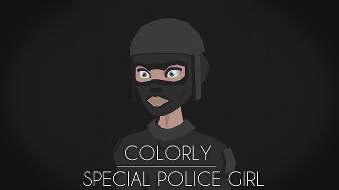 Colorly - Spec Police Girl - Game Ready - Rigged - Customizable Low-poly 3D model