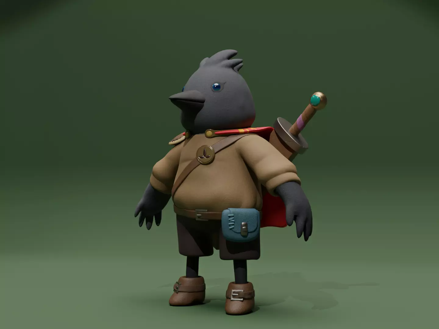 Crow Dude adventurer bird Low-poly 3D model