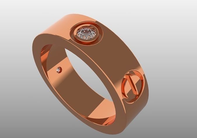 CRT LOVE RING WITH STONES PRINTABLE MODEL 16mm diameter 3D print model