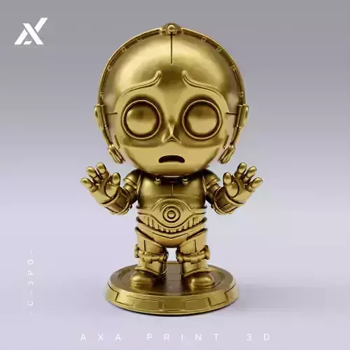 Chibi C-3PO - Cute Golden Star Wars Droid Figurine STL 3D print model