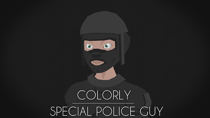 Colorly - Spec Police Guy - Game Ready - Rigged - Customizable Low-poly 3D model