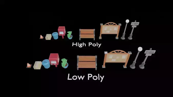 Stylized Park Environment Props Pack -  Low Poly Game Asset