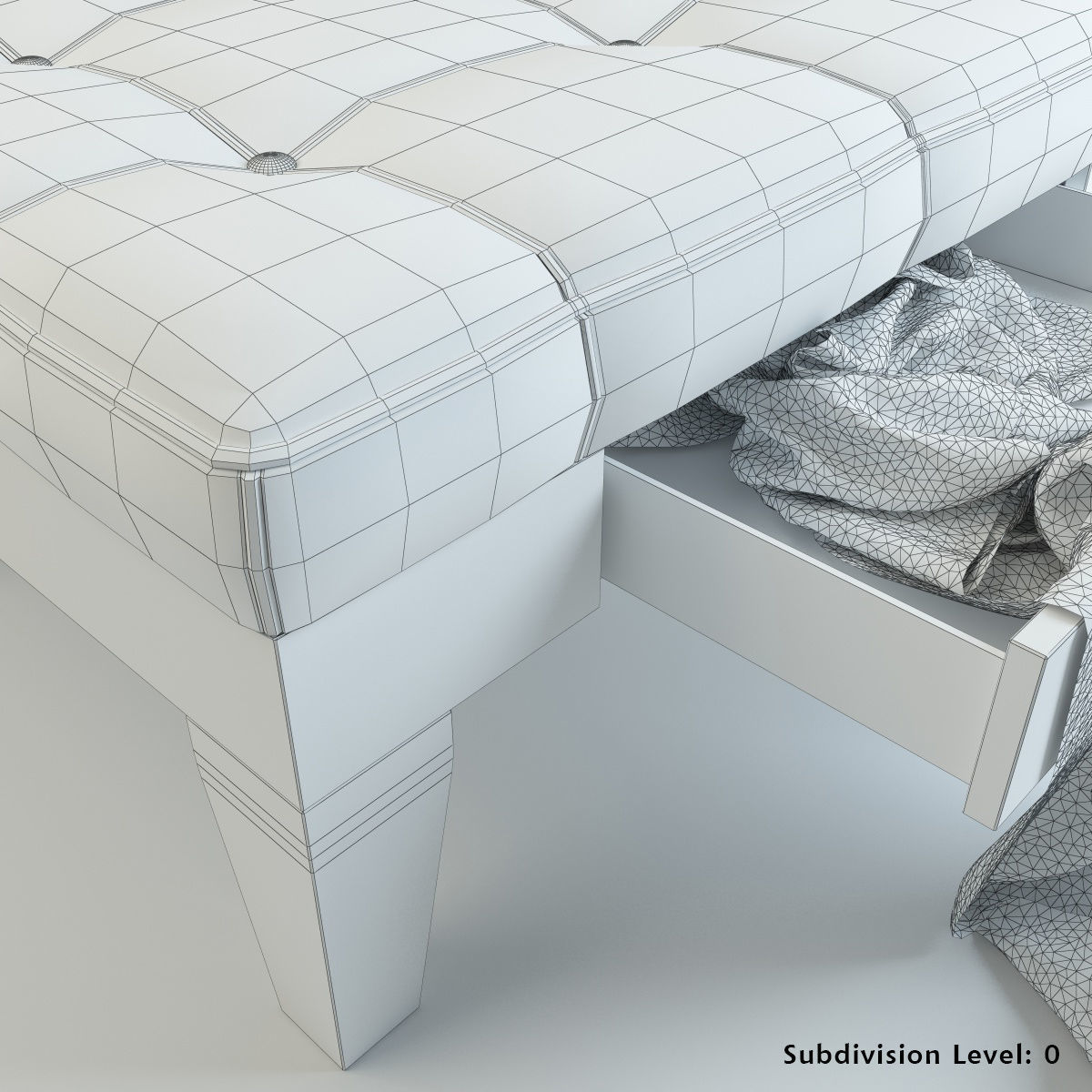 Ottoman with Drawer 3D model_11