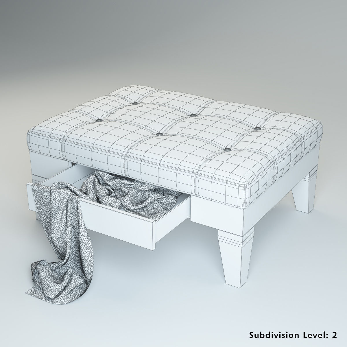 Ottoman with Drawer 3D model_5