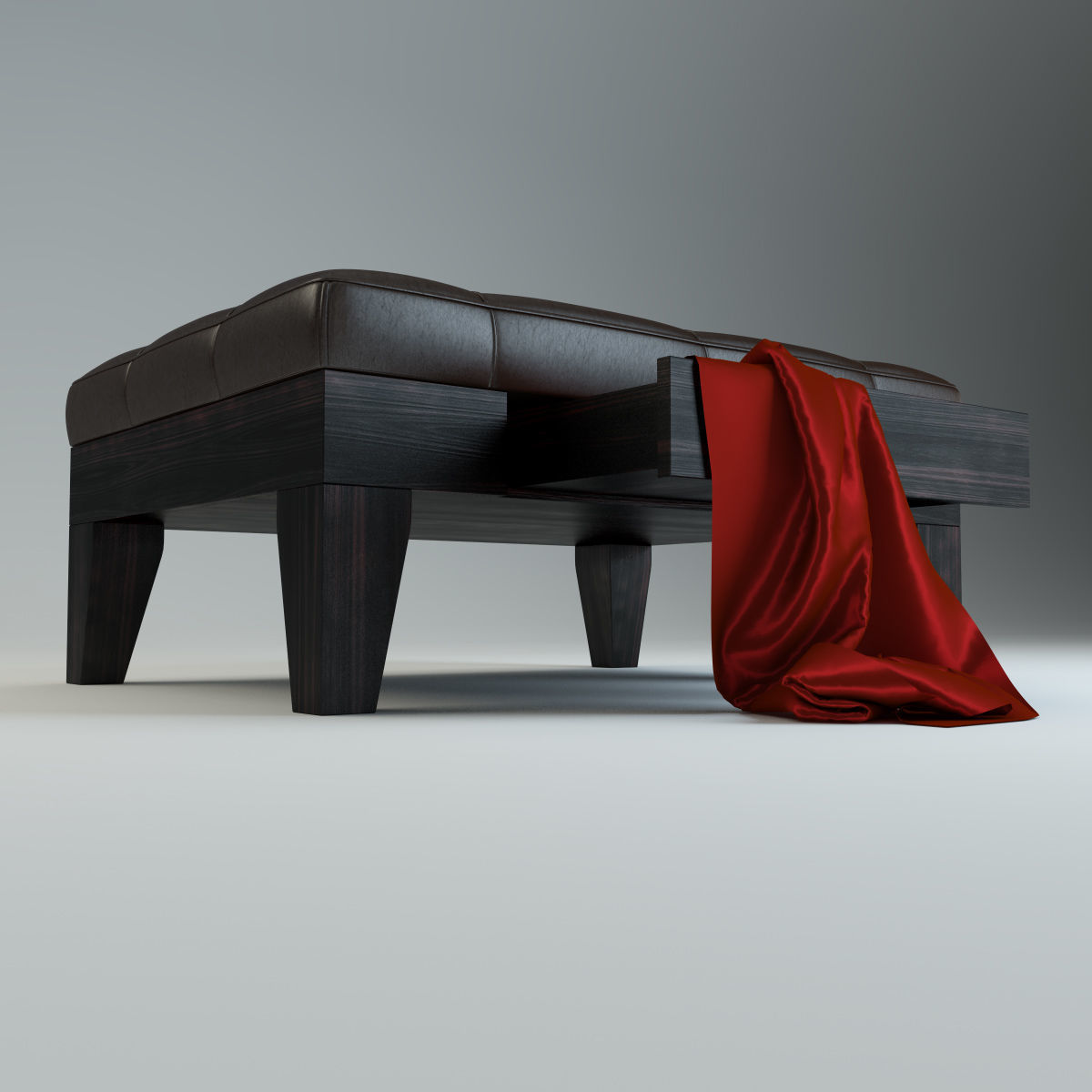 Ottoman with Drawer 3D model_2