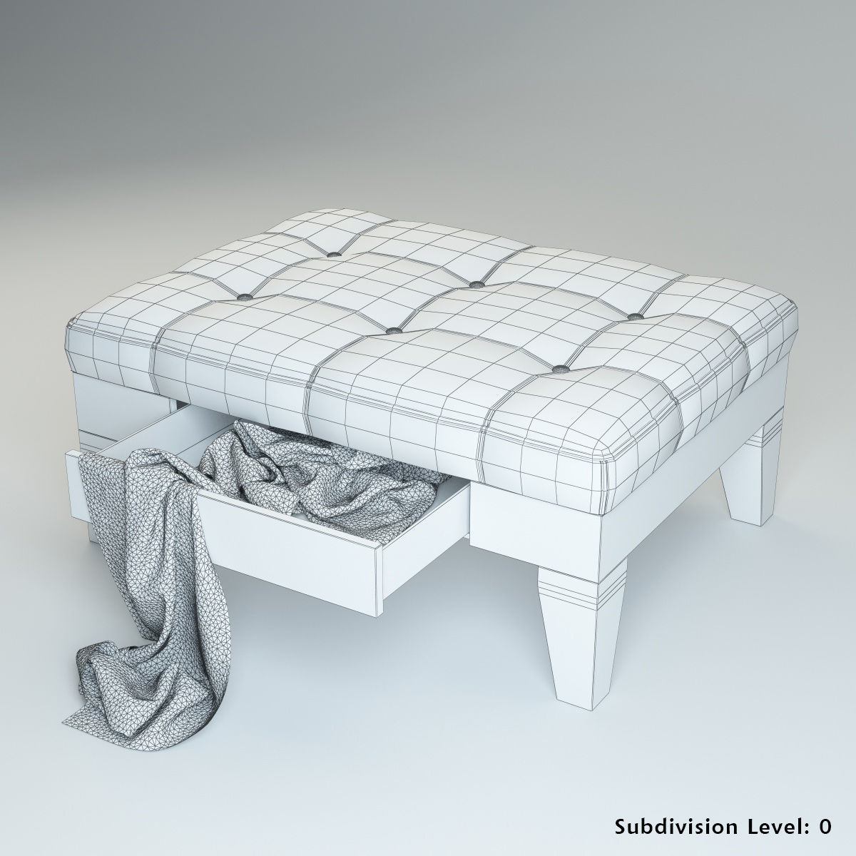 Ottoman with Drawer 3D model_6