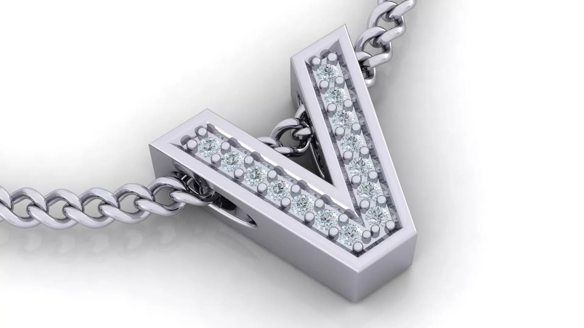 Alphabet Earrings letter V 3D print model_0