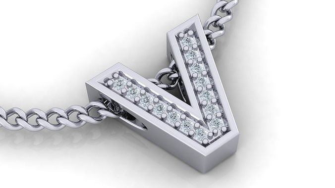 Alphabet Earrings letter V 3D print model