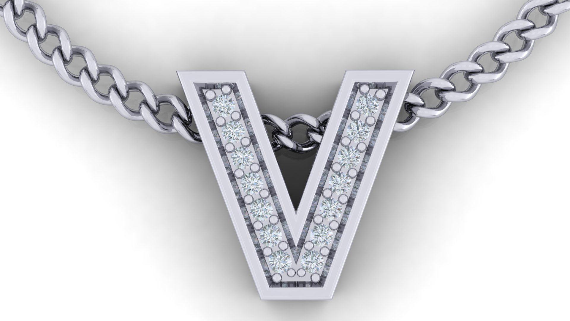 Alphabet Earrings letter V 3D print model_1