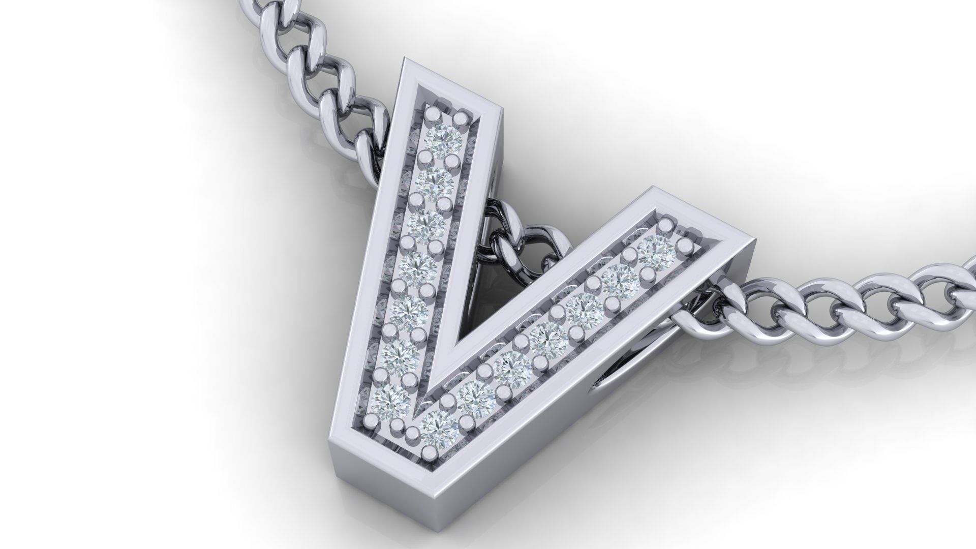 Alphabet Earrings letter V 3D print model_2