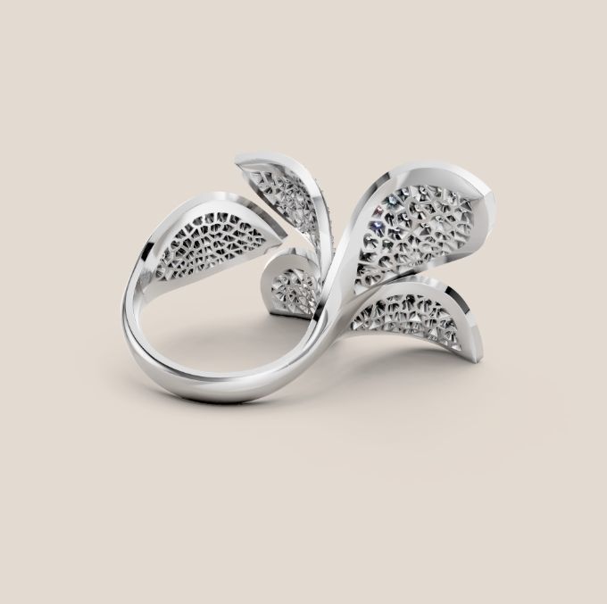 Pasqual Bruni giardini segreti flower earrings and diamond ring 3D Model Collection_6
