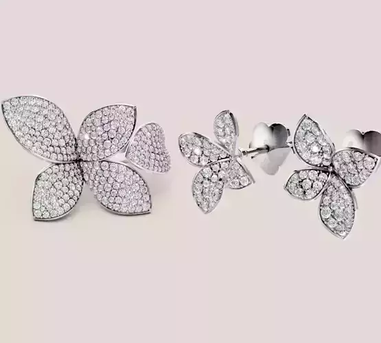 Pasqual Bruni giardini segreti flower earrings and diamond ring