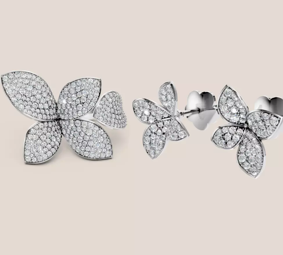 Pasqual Bruni giardini segreti flower earrings and diamond ring 3D Model Collection_0