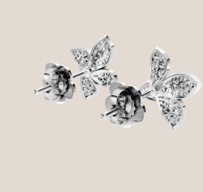 Pasqual Bruni giardini segreti flower earrings and diamond ring 3D Model Collection_4