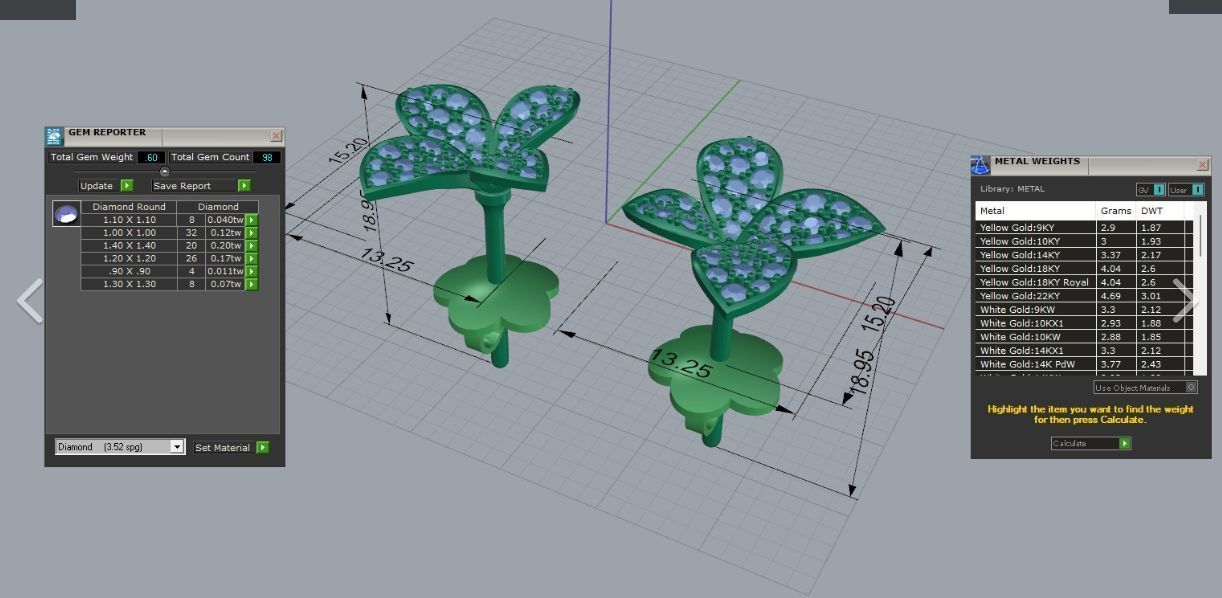 Pasqual Bruni giardini segreti flower earrings and diamond ring 3D Model Collection_8