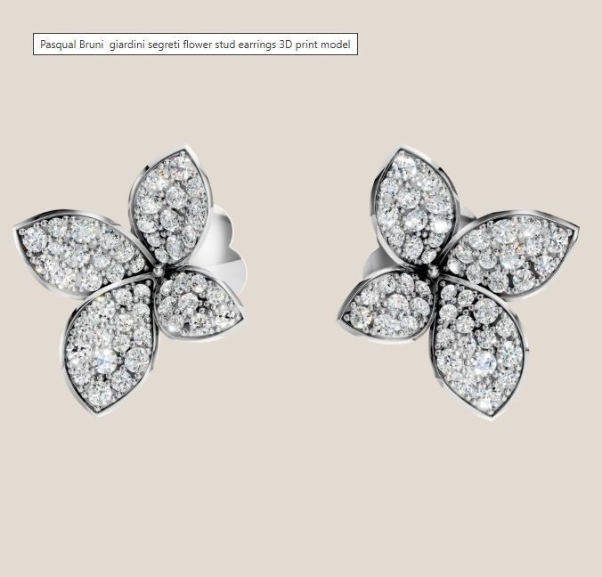 Pasqual Bruni giardini segreti flower earrings and diamond ring 3D Model Collection_3