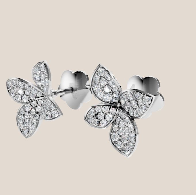 Pasqual Bruni giardini segreti flower earrings and diamond ring 3D Model Collection_2
