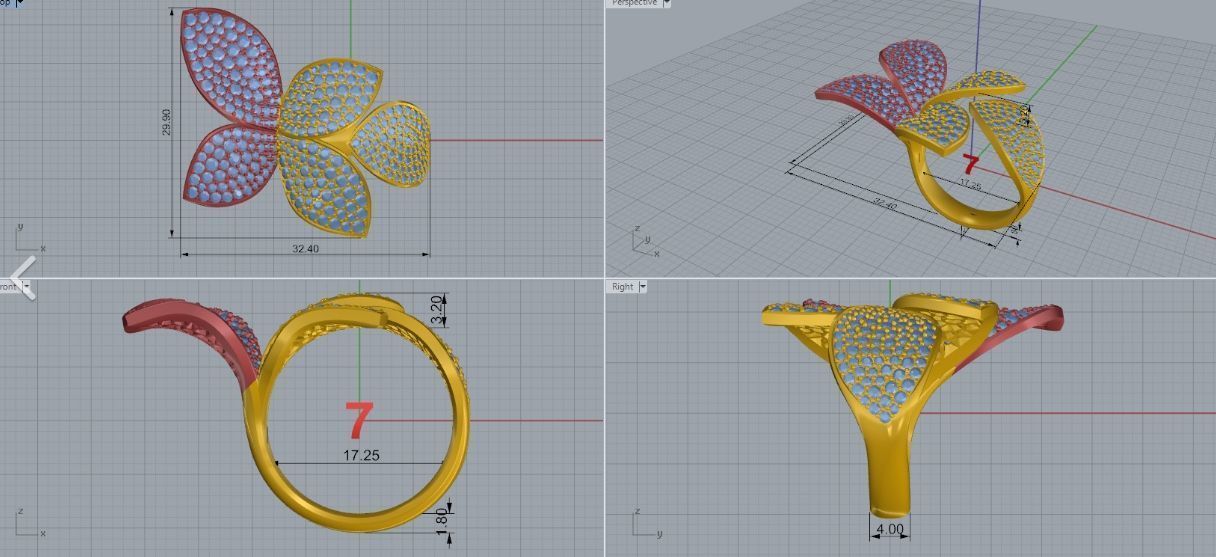 Pasqual Bruni giardini segreti flower earrings and diamond ring 3D Model Collection_12