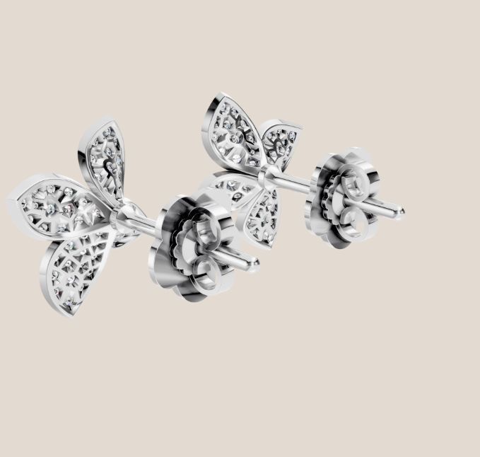 Pasqual Bruni giardini segreti flower earrings and diamond ring 3D Model Collection_5