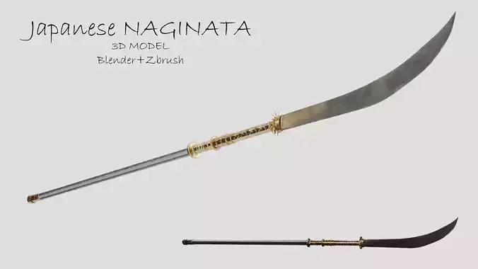 Japanese Realistic Naginata 3D Model