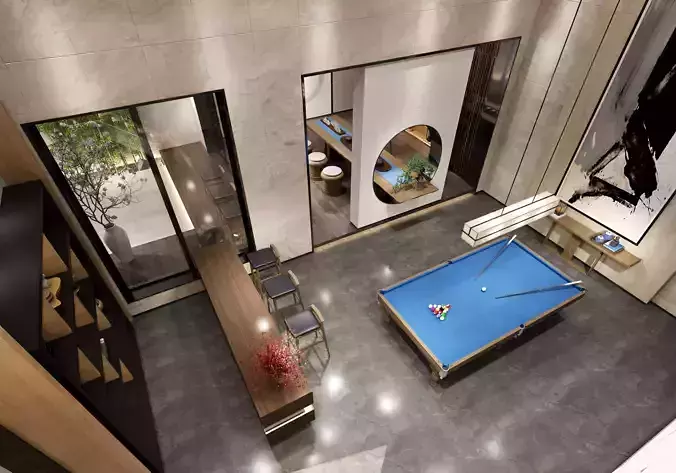 Modern RECEPTION LEISURE Basement Billiard Room Luxury Low-poly 3D model