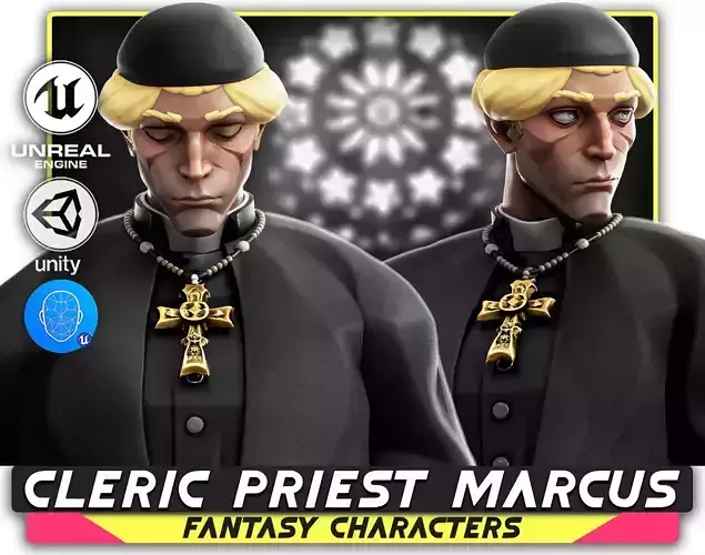 Cleric Priest Marcus -  Holy Father - Stylized Medieval RPG - 69