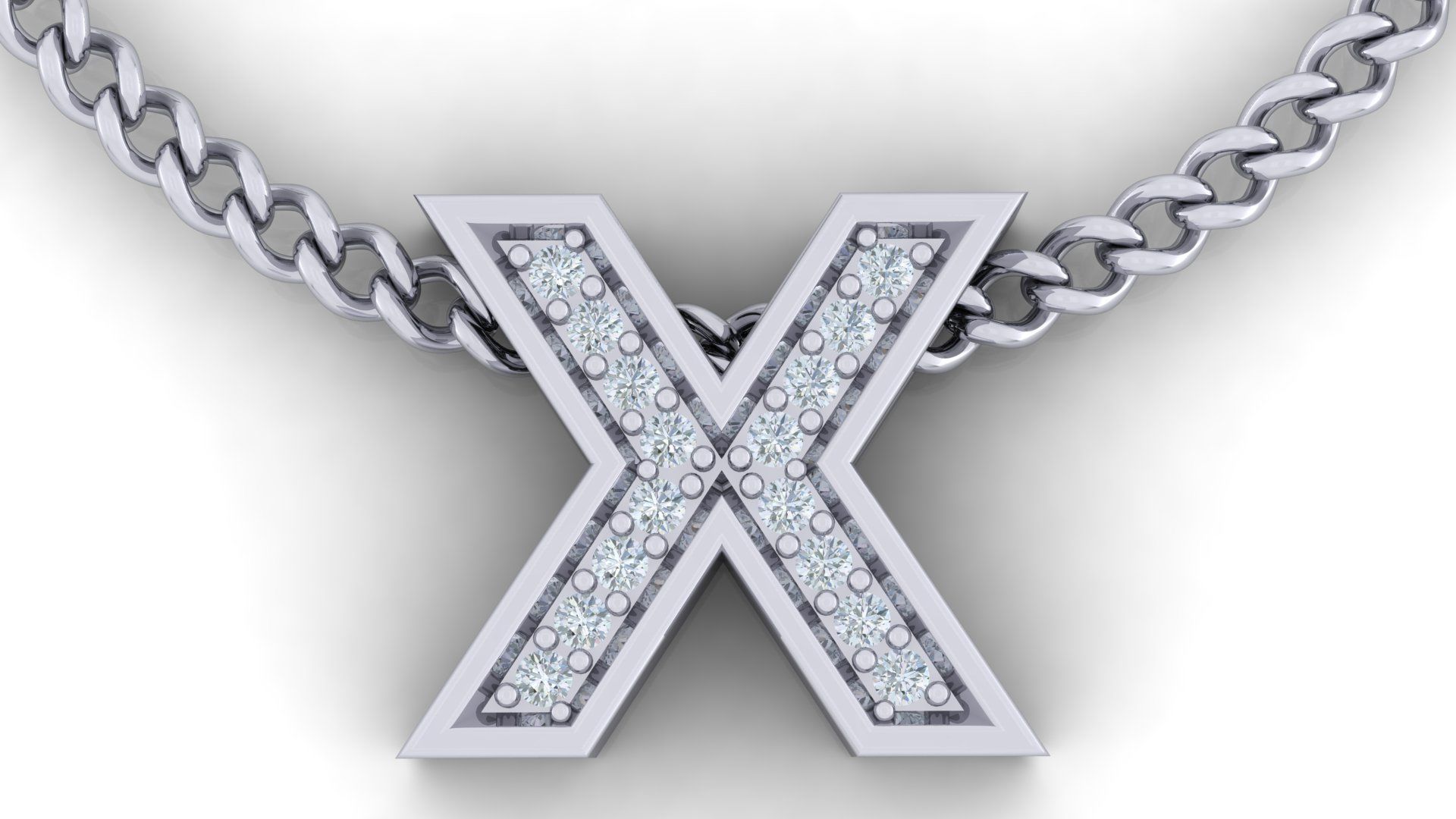 Initial Letter Pendant X 3D print model_1