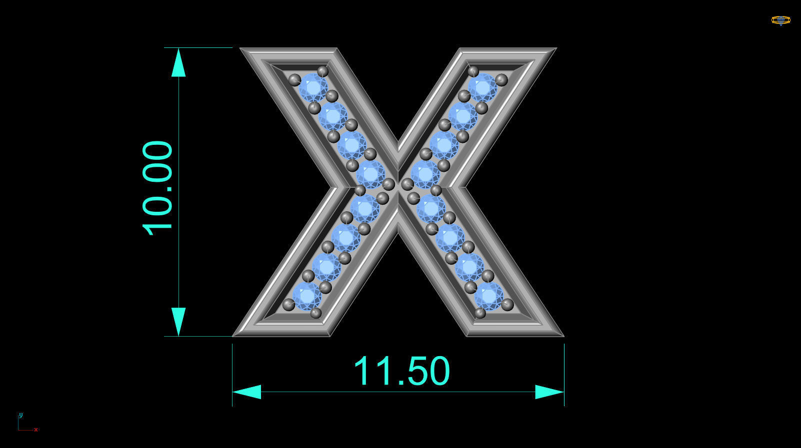 Initial Letter Pendant X 3D print model_3