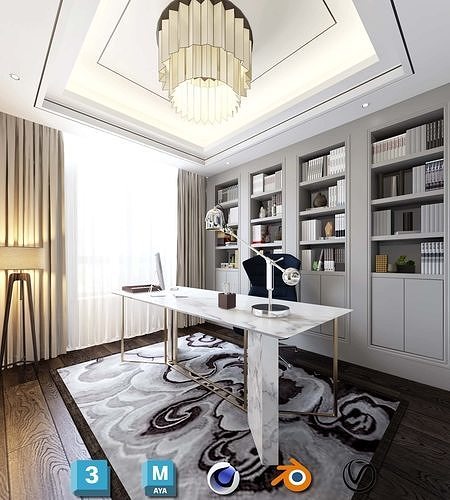 VIP STUDY ROOM - Ultra-Luxury for Architectural Visualization Low-poly 3D model