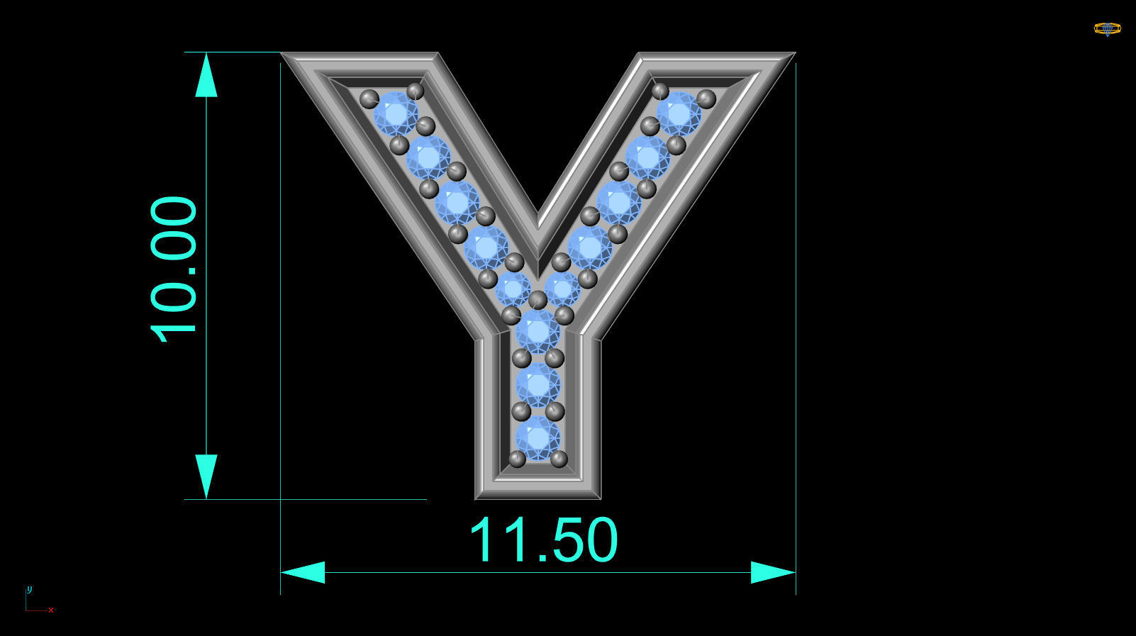 Initial Letter Pendant Y 3D print model_3