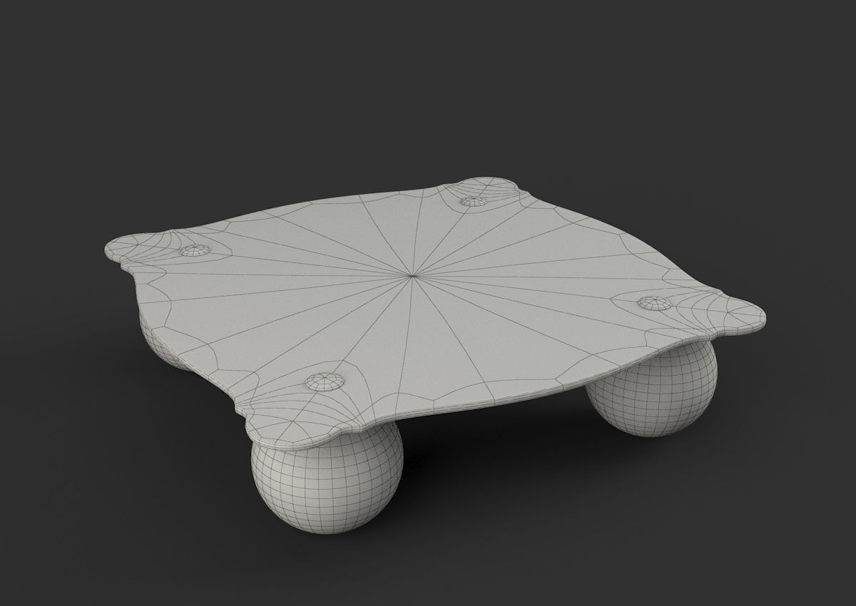 Coffee Table with Shaped Glass 3D model_2