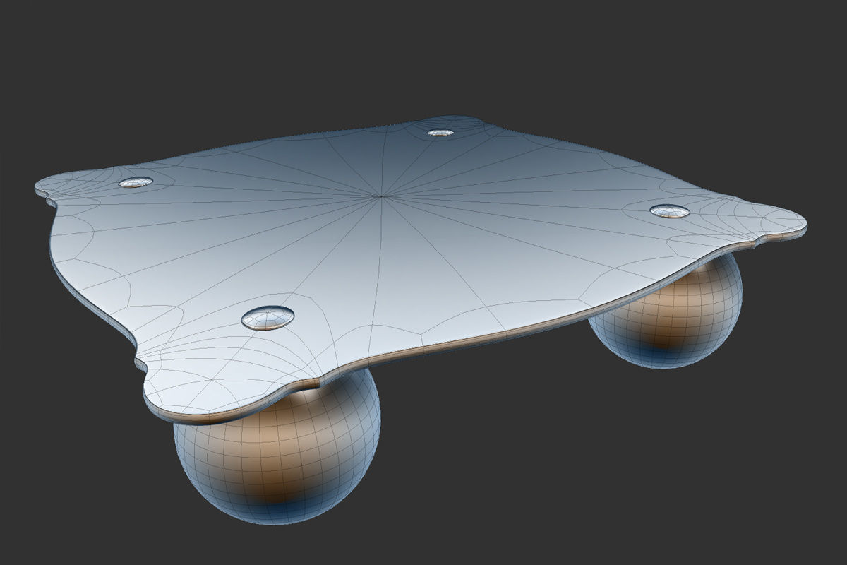 Coffee Table with Shaped Glass 3D model_4