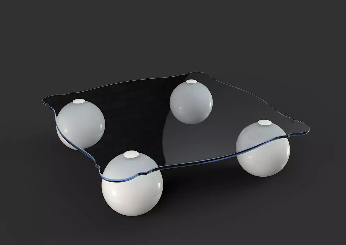 Coffee Table with Shaped Glass 3D model_0
