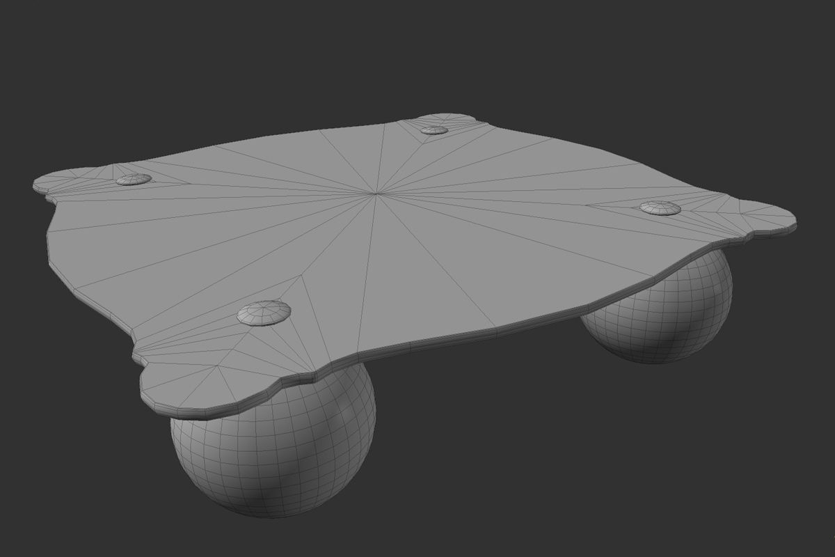 Coffee Table with Shaped Glass 3D model_3