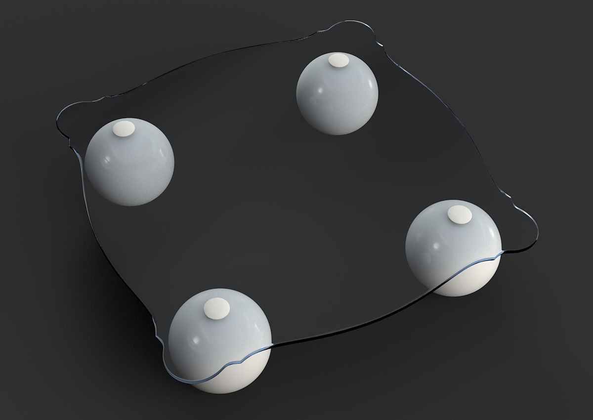Coffee Table with Shaped Glass 3D model_1