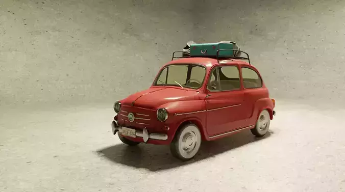 FIAT 600 Classic 3D model with basic interior detail 3D model