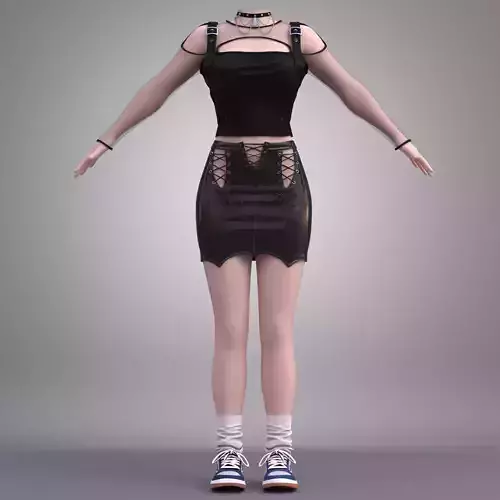 Gothic Punk Leather Outfit for Female Character 3D model Gothic Punk Leather Outfit for Female Character 3D model