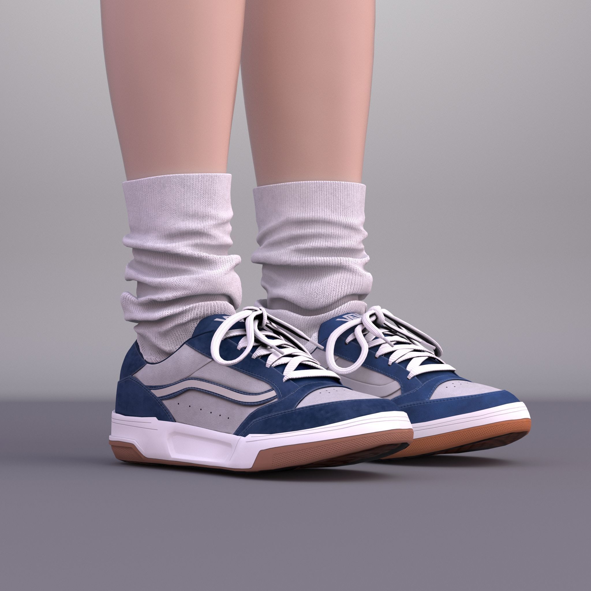 Gothic Punk Leather Outfit for Female Character 3D model_6