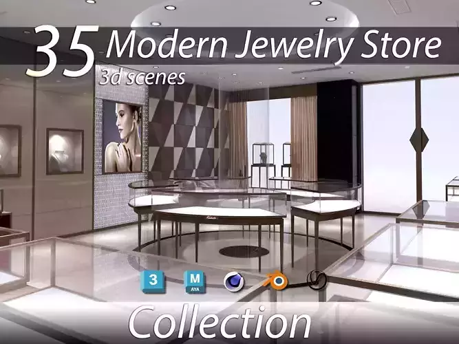 Complete JEWELRY SHOP - Retail Environment Display Assets