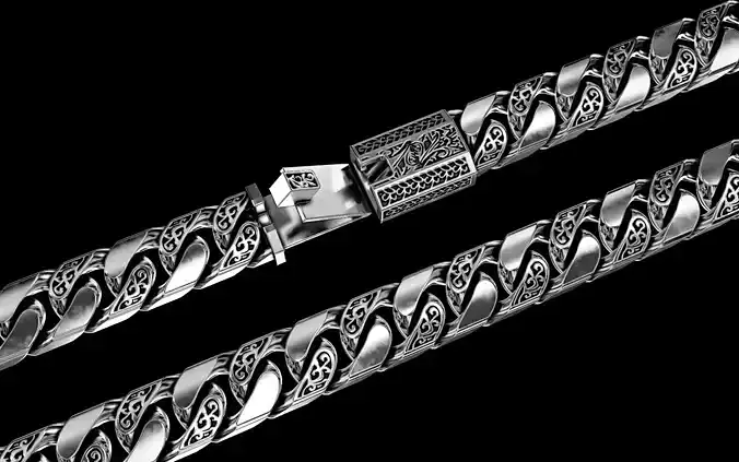 stylized cuban chain with lock 10mm