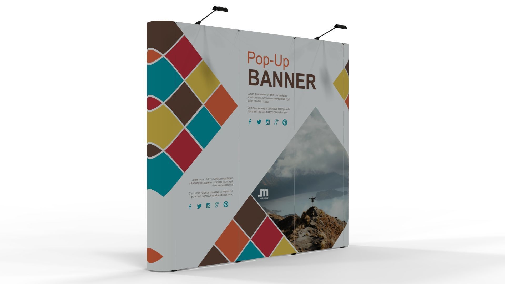 Pop-Up Banner Display - Straight - 3 Sections 3D model_2