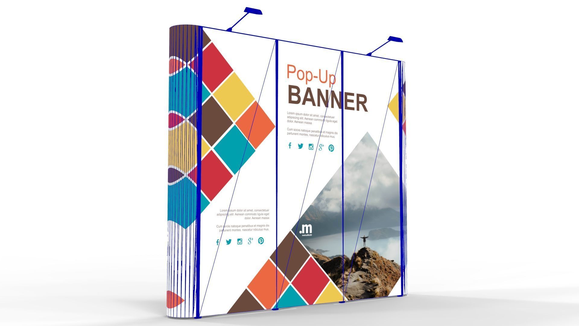 Pop-Up Banner Display - Straight - 3 Sections 3D model_13
