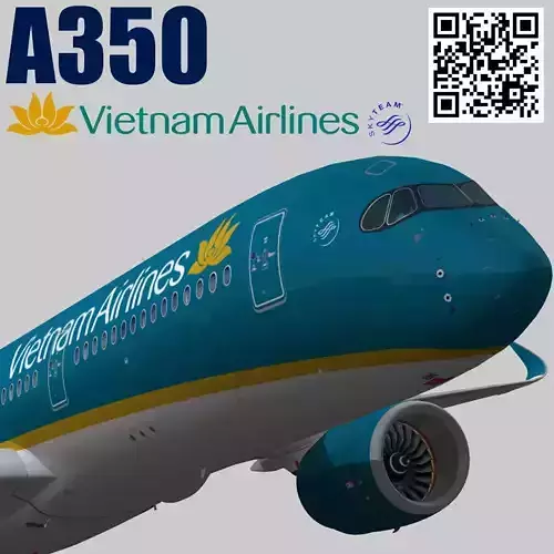 Airbus A350-900 XWB Vietnam Airlines Low-poly 3D model