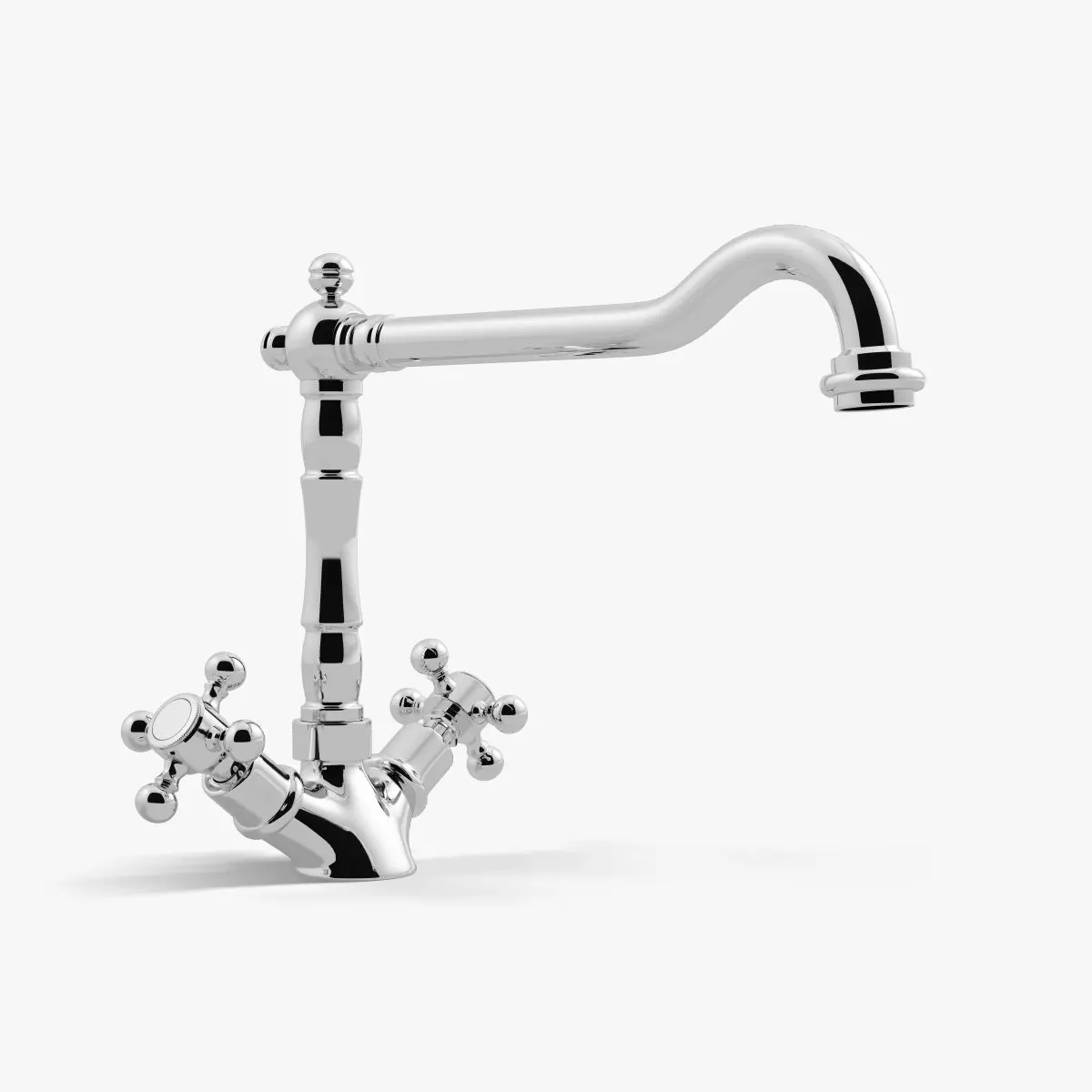 Classic Chrome Bridge Kitchen Faucet 3D model