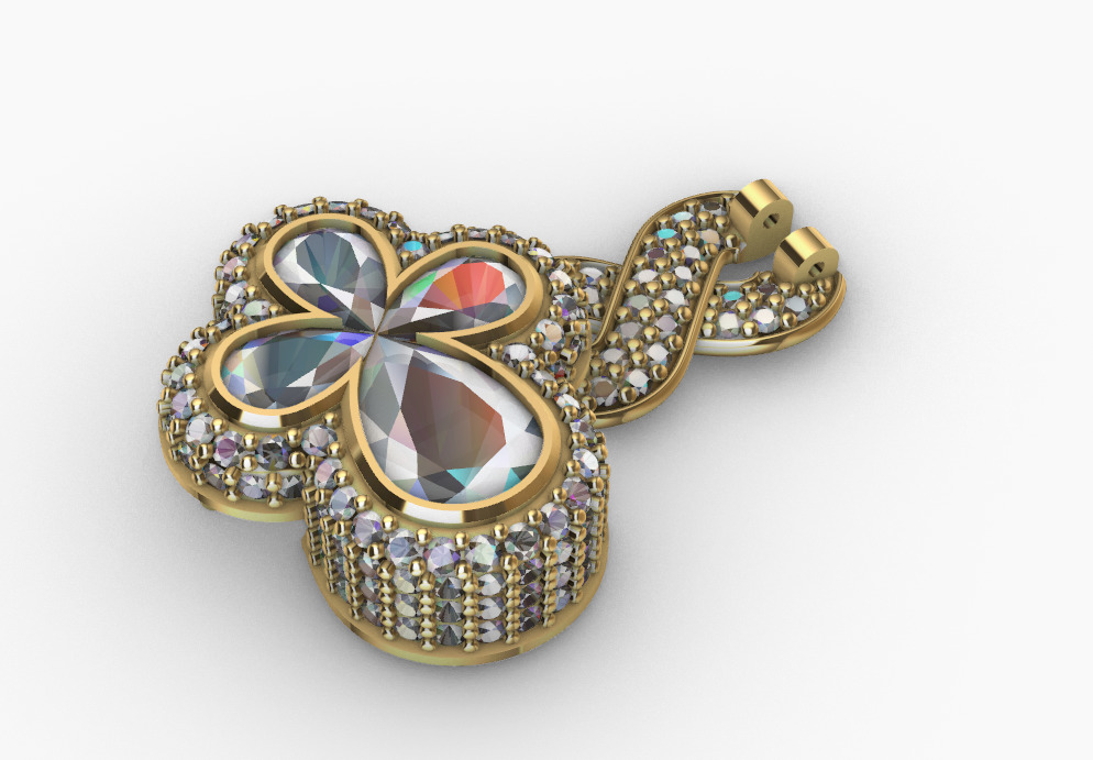 clover cross hiphop bracelet 3D print model_10